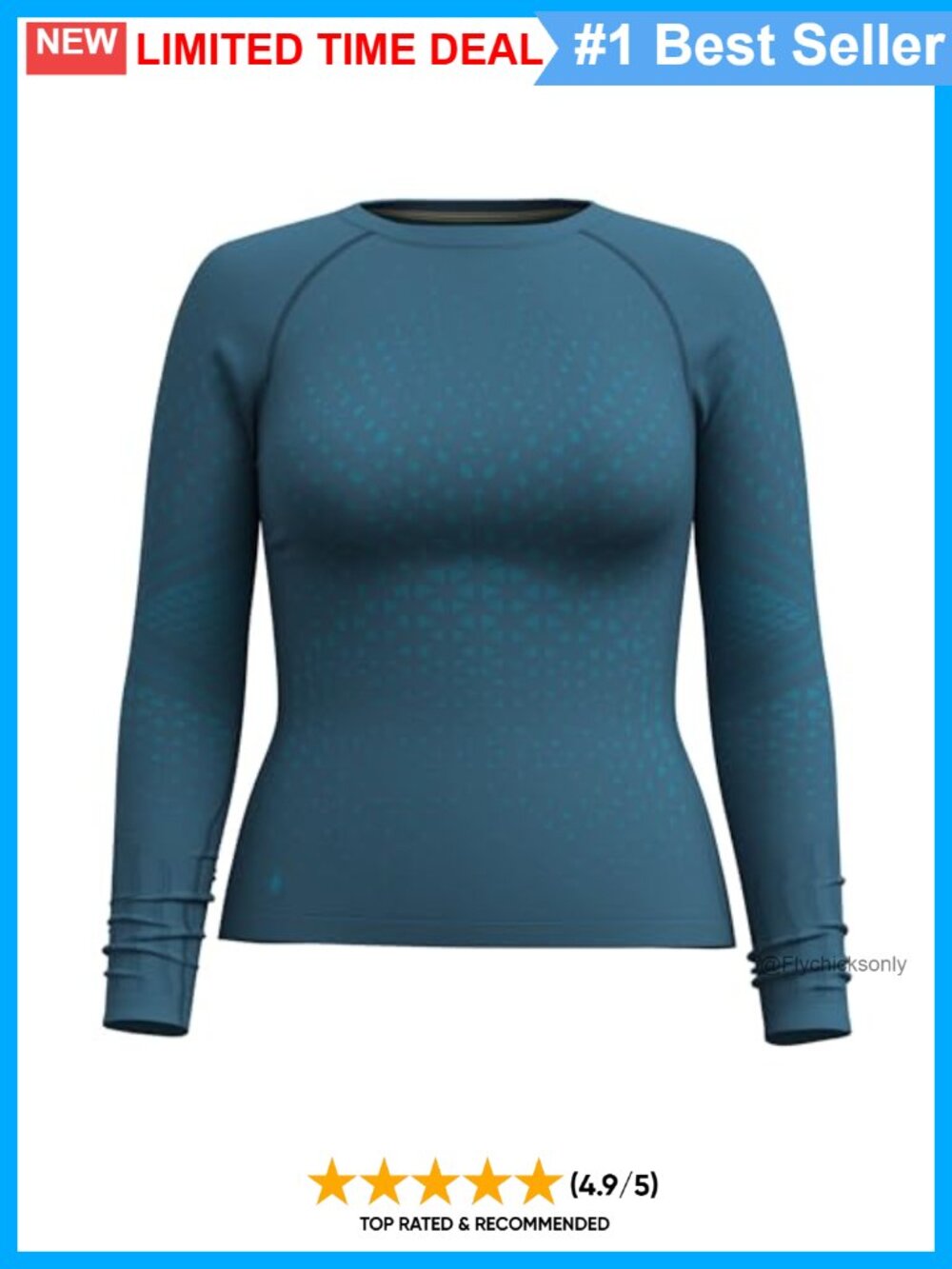 Merino Wool Base Layer Long Sleeve Fitted Crew Neck Pullover